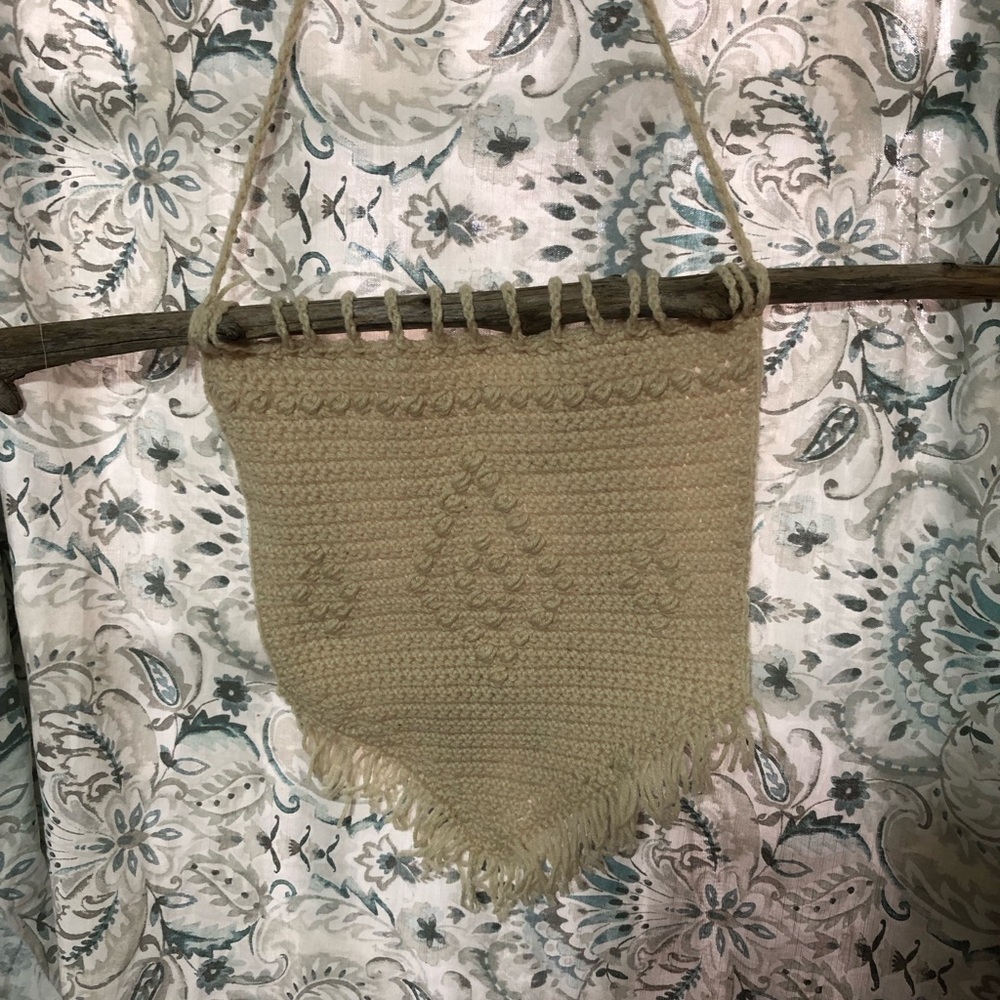 Trendy handmade crochet wall hanging. Driftwood stick. New made by myself